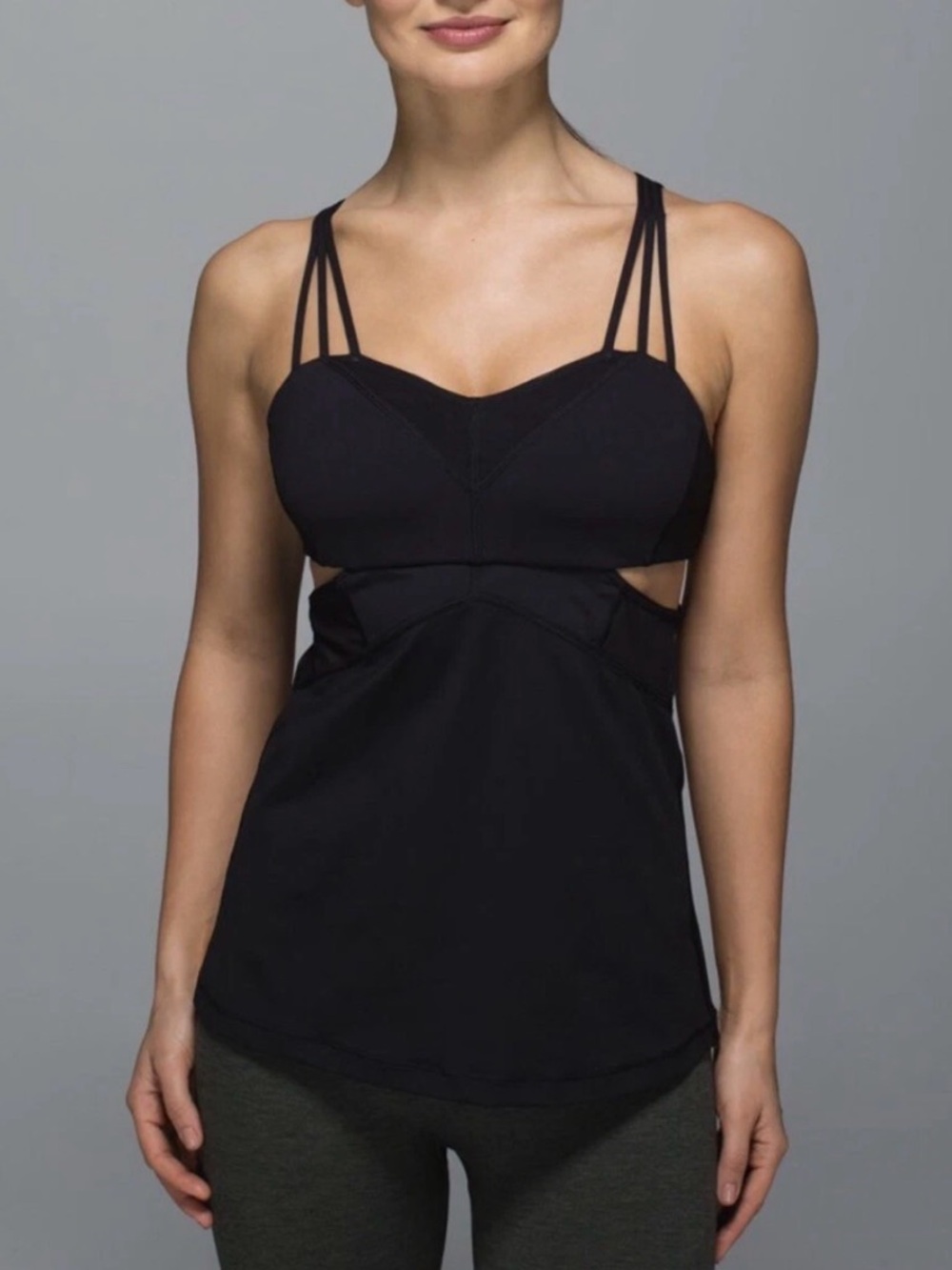 lululemon athletica Black Strappy Cutout Tank Top